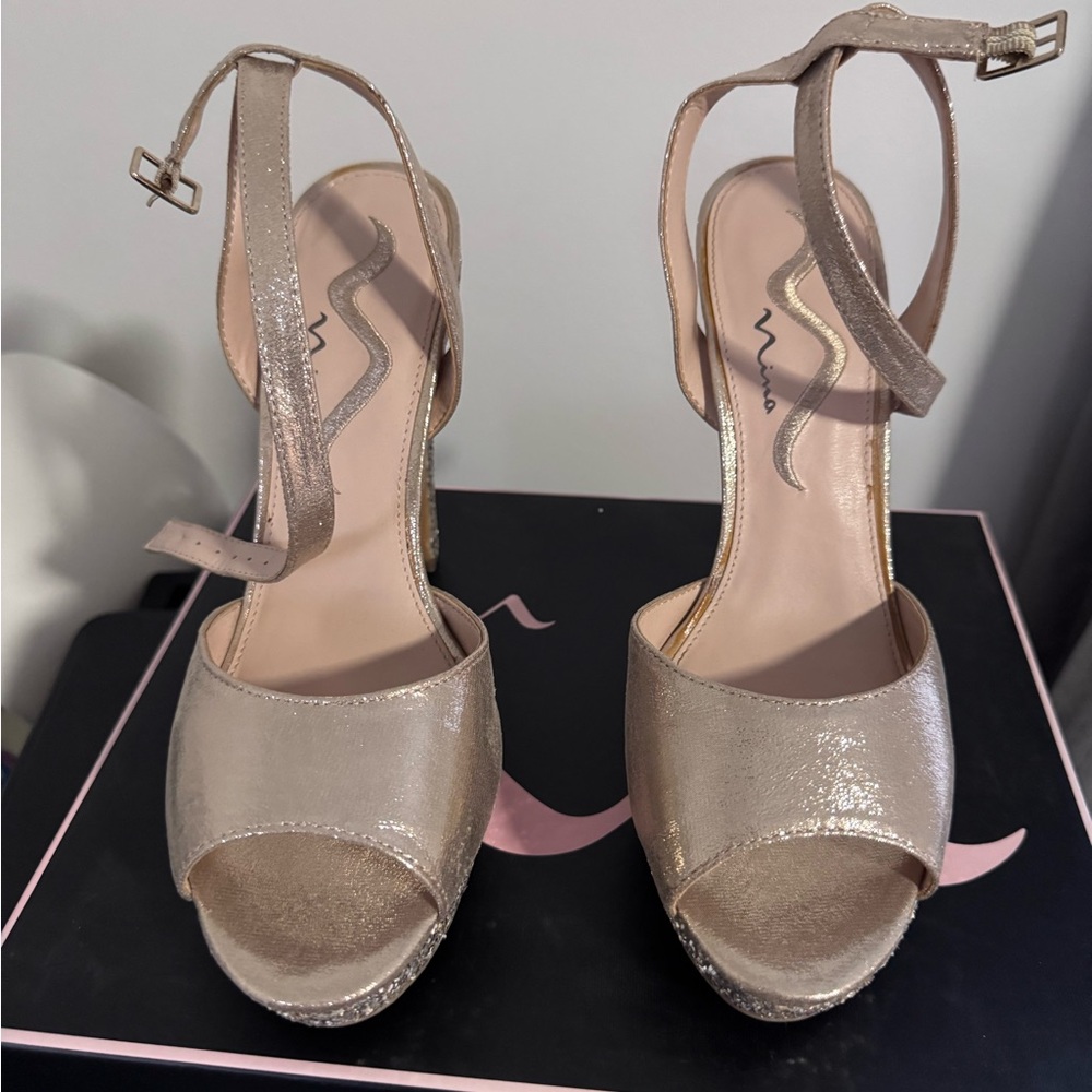 Nina Shimmering Gold Platform Heels